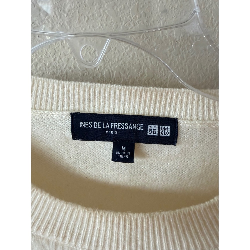 Uniqlo Ines de la Fressange Cashmere Sweater Cream Mens M 351-401965 - Picture 3 of 8